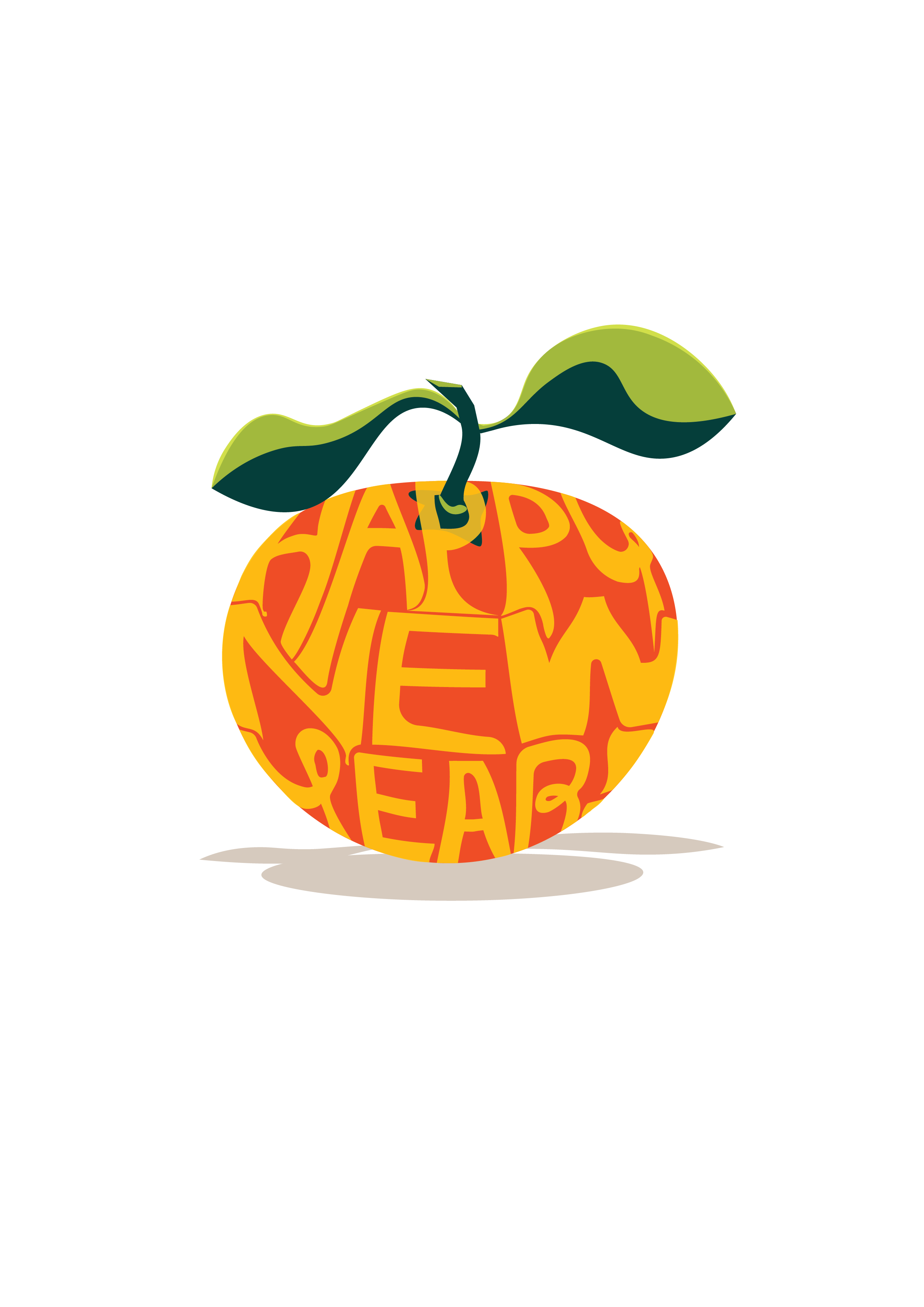 Orange themed new years card for my dads work